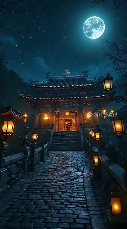 古寺夜月