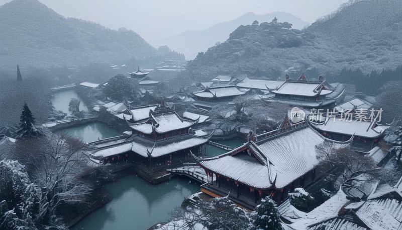 成都都江堰雪景航拍