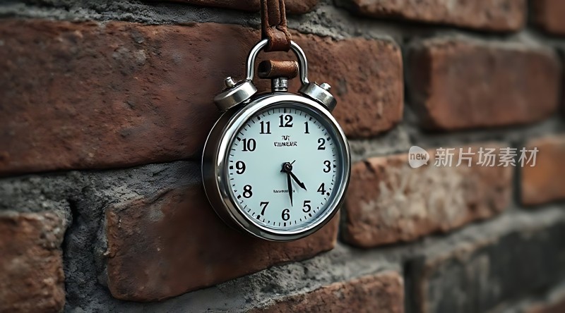 砖墙上的复古怀表