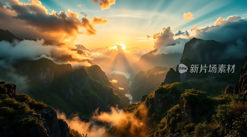 日出云海山谷仙境