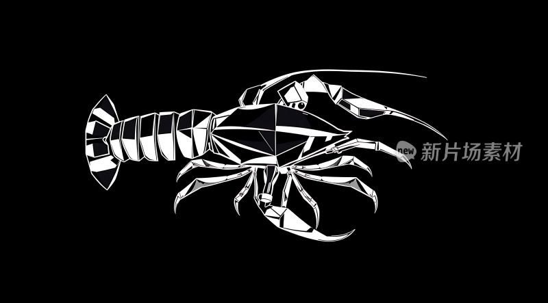 新片场素材几何龙虾