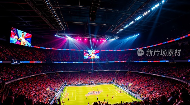 新片场素材 灯光璀璨的足球比赛现场