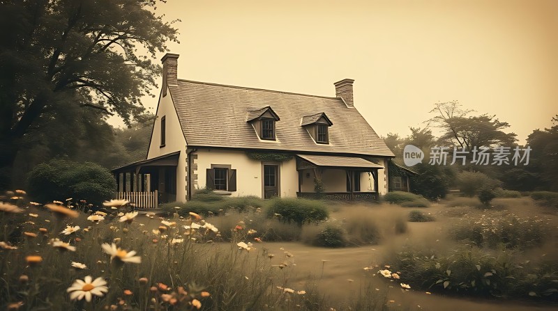 宁静乡村小屋温馨田园风光