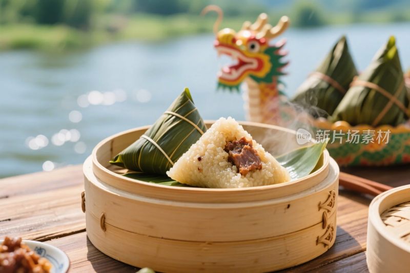 端午节龙舟粽子特写