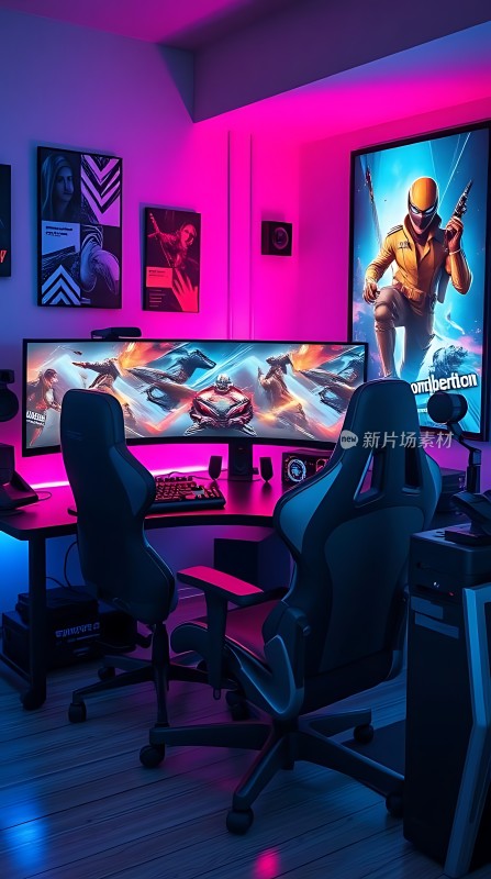 电竞游戏室炫彩灯光下的沉浸式体验