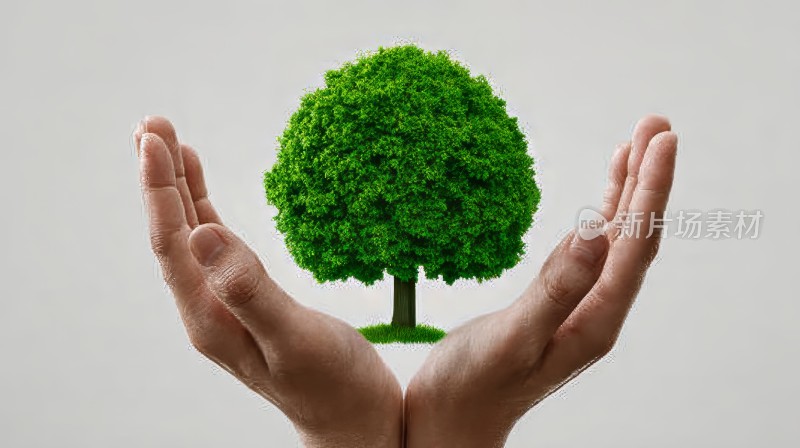 双手呵护 绿色环保 爱护生态 保护地球