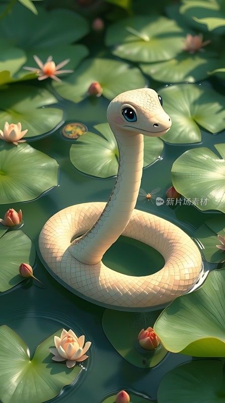 莲叶上的蛇