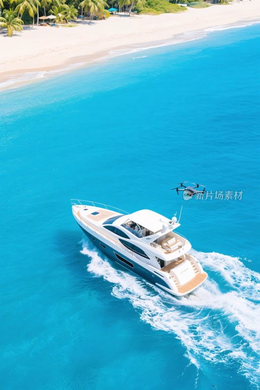 海边游艇与无人航拍