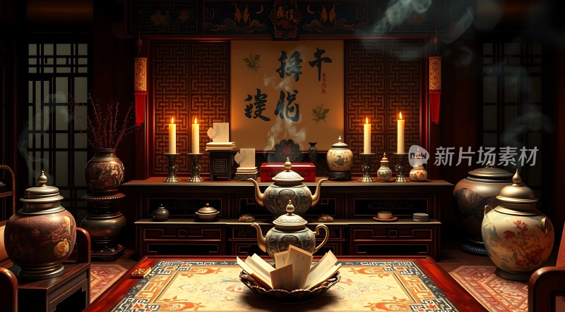 古风茶室雅集图