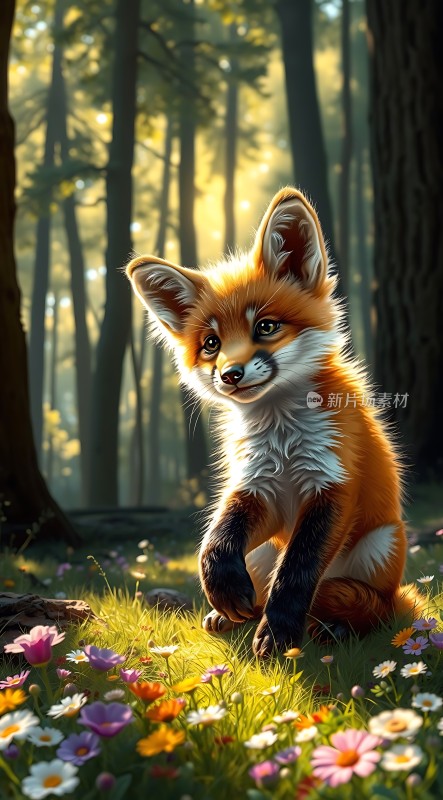 阳光下的森林小狐狸