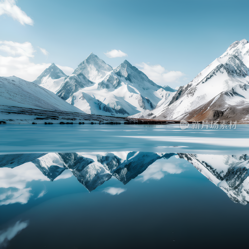 雪山湖泊风景图