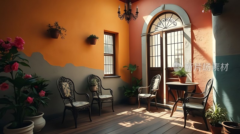 阳光午后温馨小院绿意盎然宁静美好