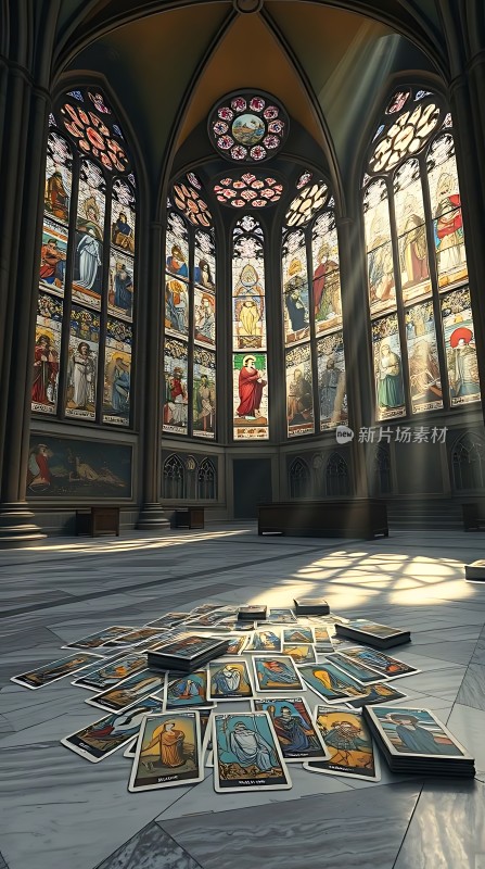 教堂内塔罗牌散落一地