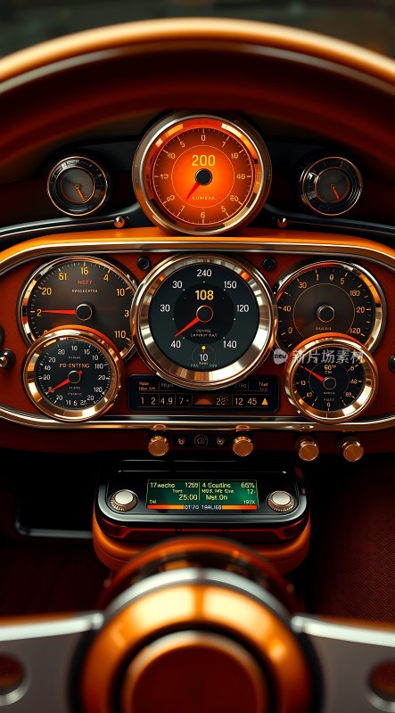 豪华汽车仪表盘细节展示