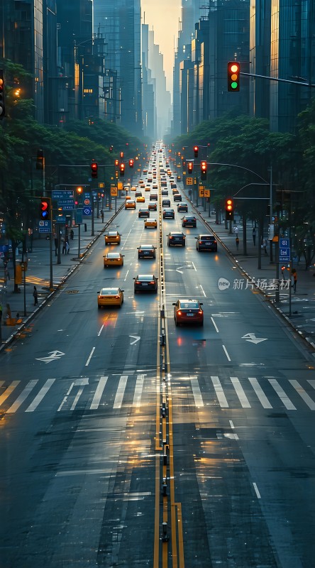 城市街道上的车水马龙