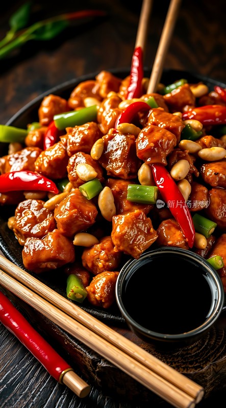 香辣鸡丁配花生米