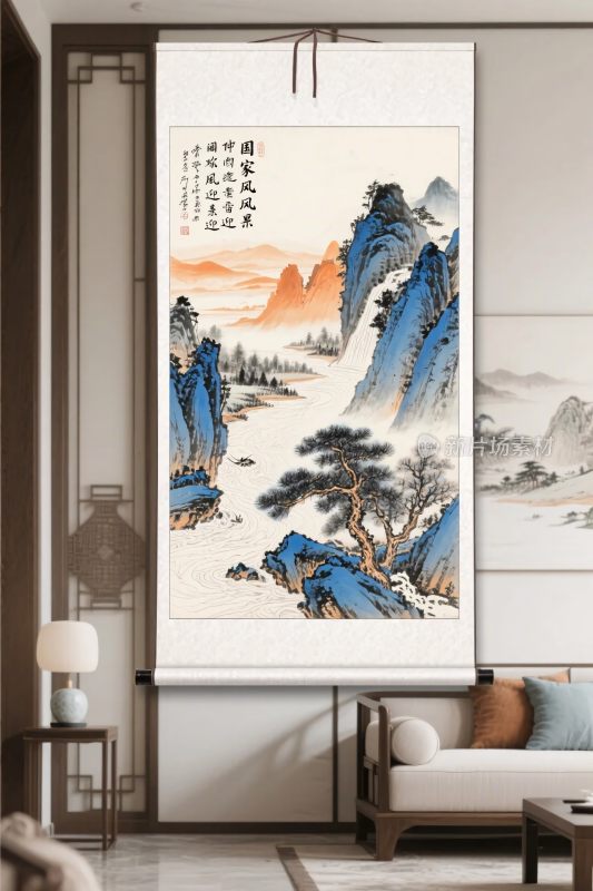 中式山水装饰壁画