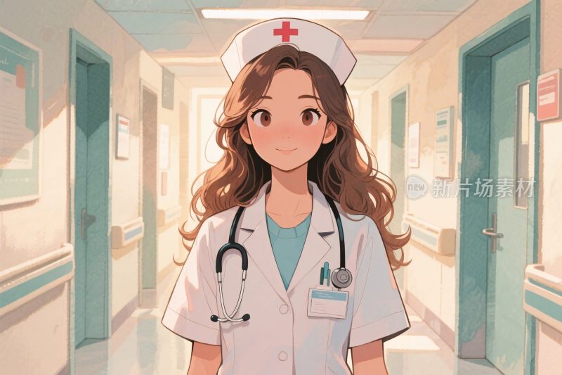 医院走廊护士插画