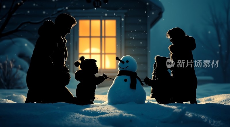 家庭雪人时光