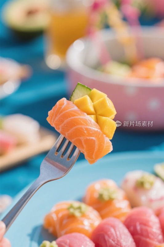 美食特写三文鱼寿司