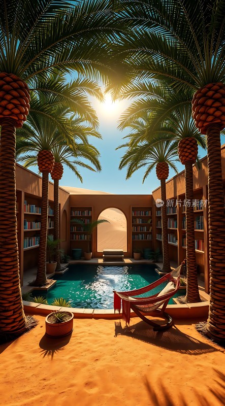 阳光下的热带风情庭院