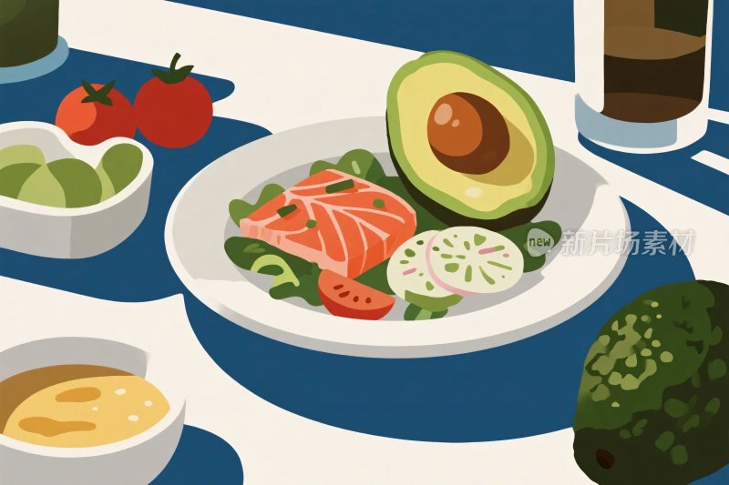 健康餐食插画