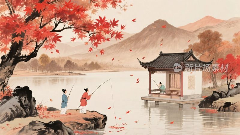 古风山水国画插画