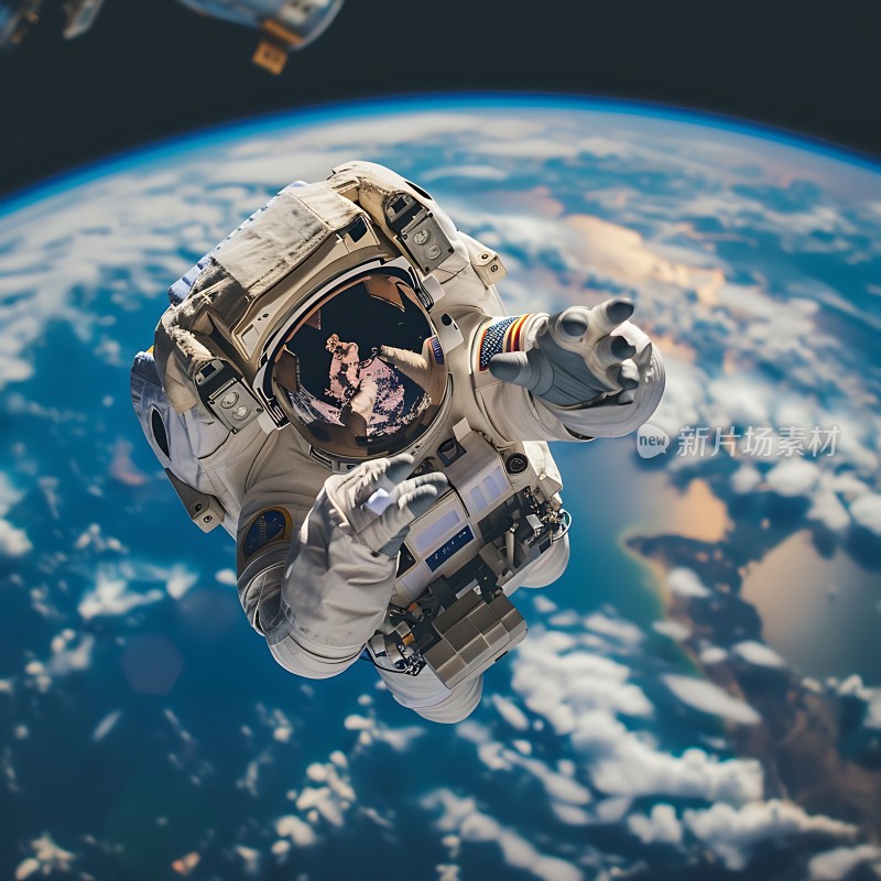 太空漫步地球与宇航员的壮丽交汇