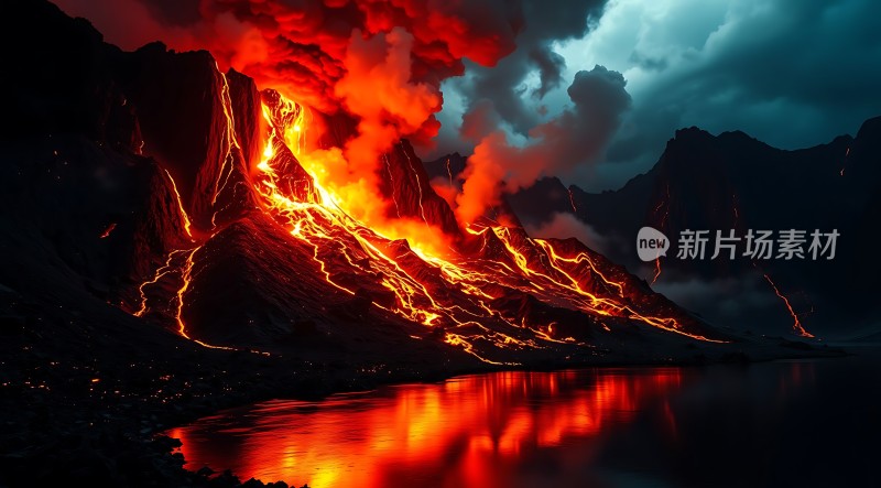 熔岩流淌的山脉