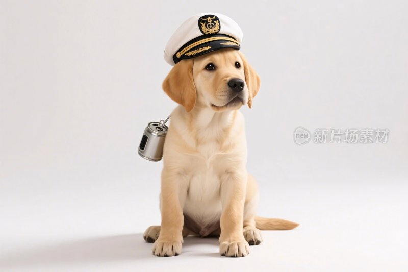 小狗戴船长帽照片