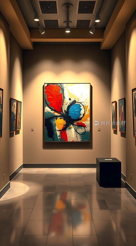 艺术馆内抽象画作展示