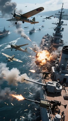 海战激斗舰炮轰鸣飞机激战