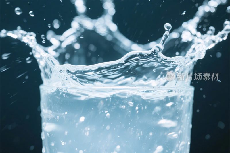 水花溅起水杯特写