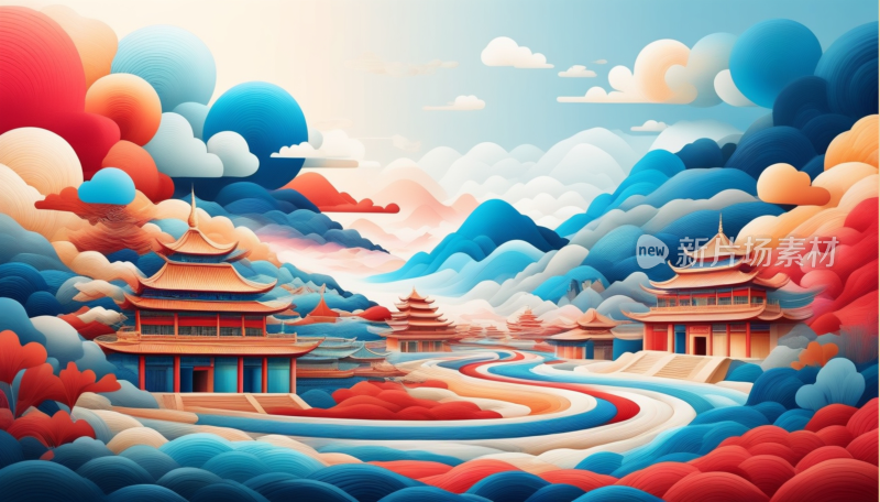 中国画山水画背景