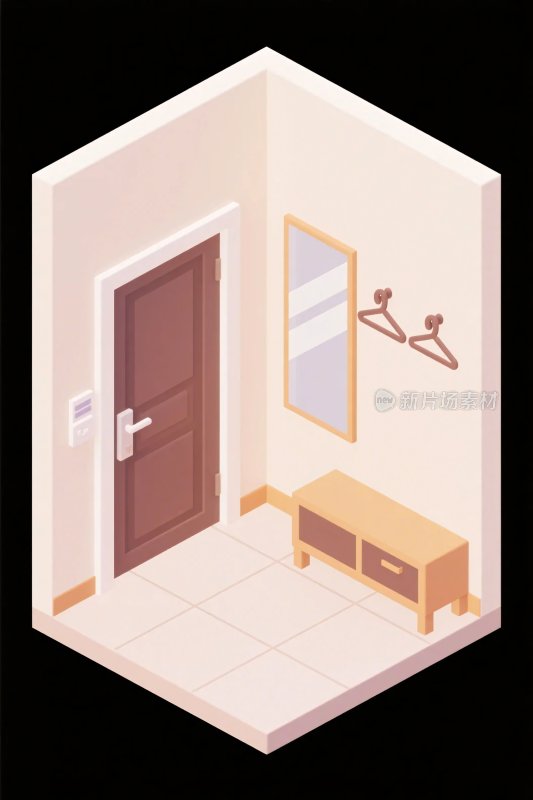 等距房间室内插画