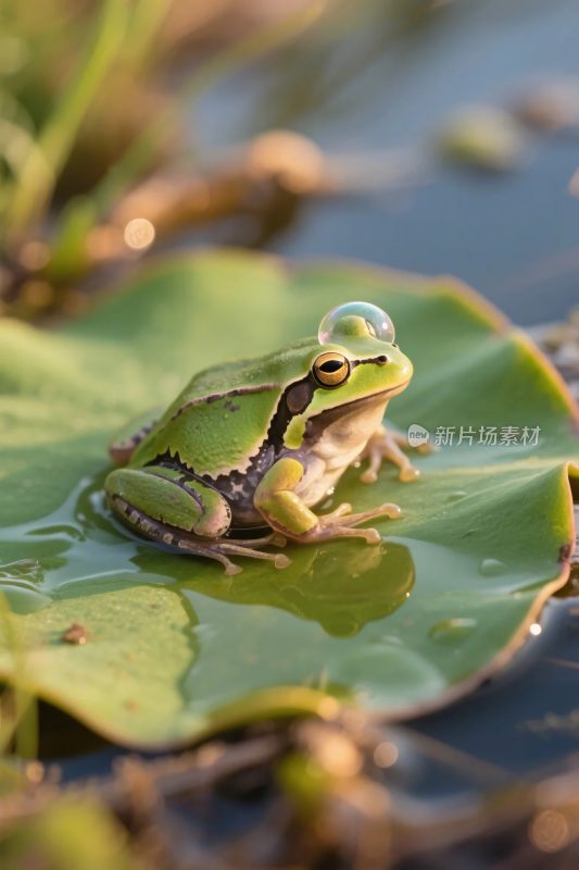 青蛙荷叶水泡特写
