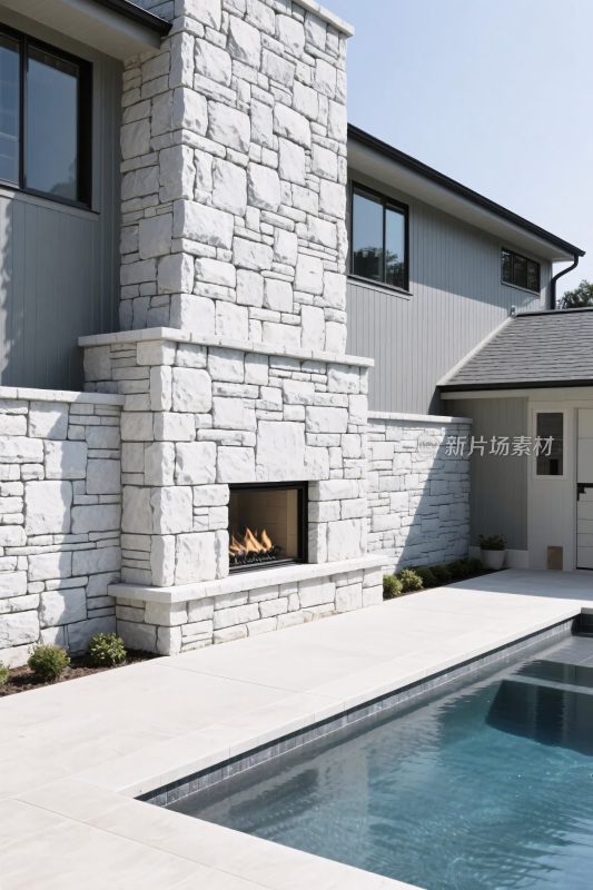 现代豪宅庭院泳池