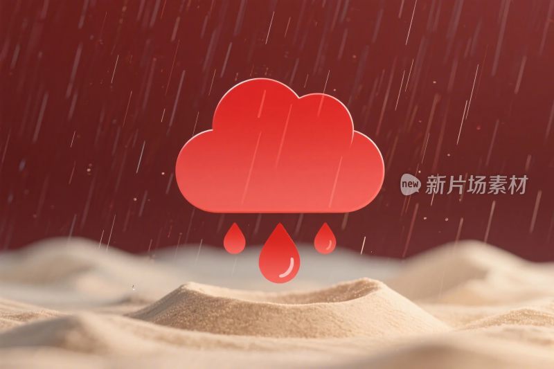 红色雨云雨滴插画