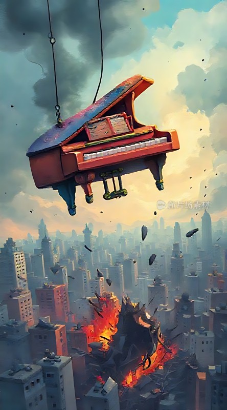 钢琴悬空城市毁灭