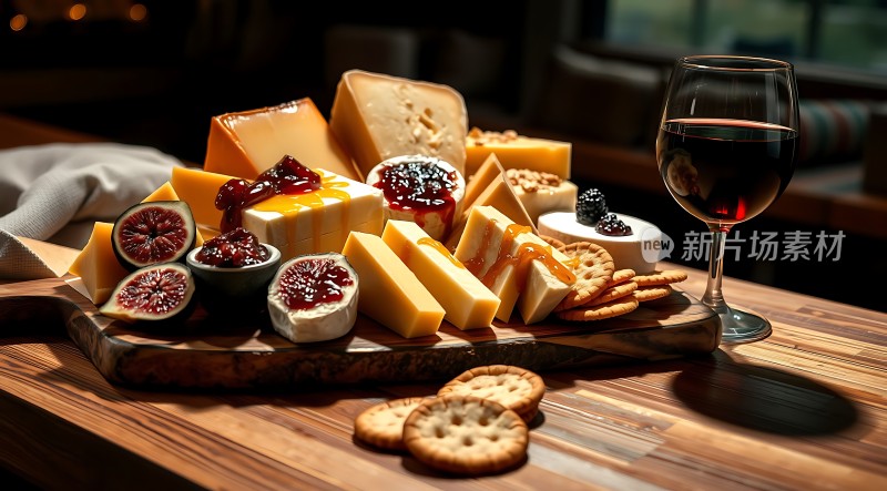 美酒佳肴奶酪水果配饼干