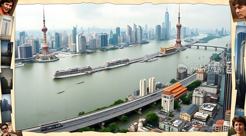 东方明珠与外滩全景