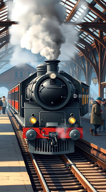 蒸汽火车驶入站台