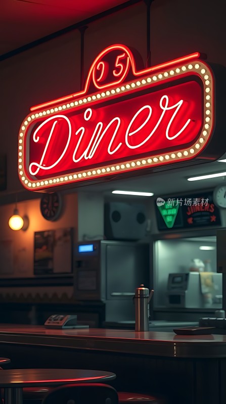 复古餐厅霓虹灯招牌