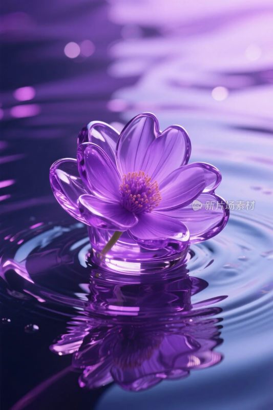 紫色花朵水面倒影