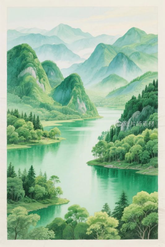 山水风景插画