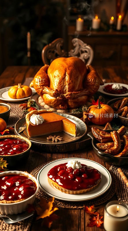 感恩节丰盛晚餐大餐美食
