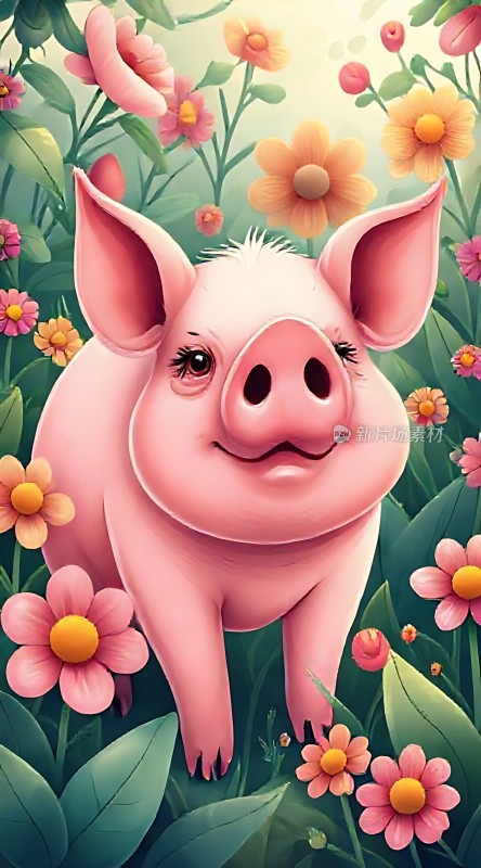 粉嫩小猪花丛中