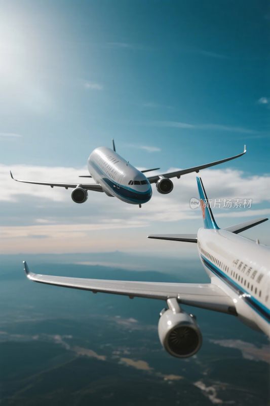 飞行中的飞机场景图