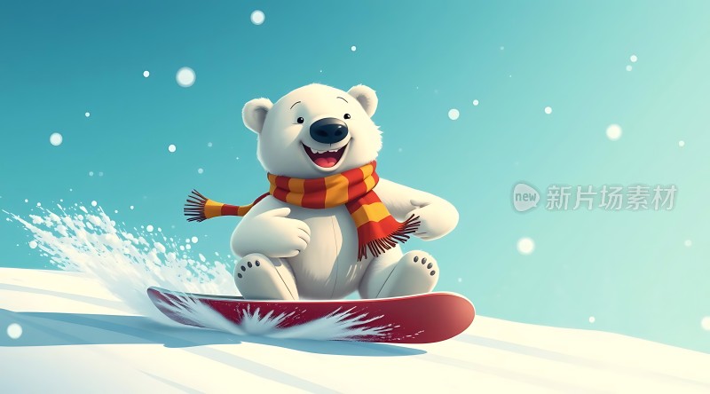 雪地滑板北极熊