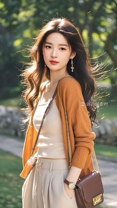 阳光下的优雅女性时尚穿搭展现魅力